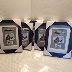 Lot of 5 BLUE Picture Frames for your wall or tabletop gallery!